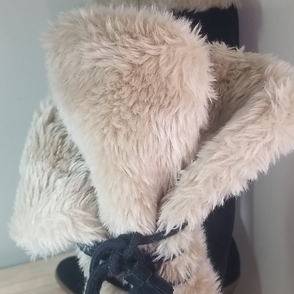 S E Boutique suede fur tall boots w size 8 - Picture 10 of 12